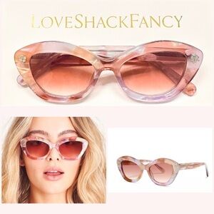 New! LoveShackFancy Hessel Cat Eye Sunglasses, Quartz Tie Dye / Pink Gradient